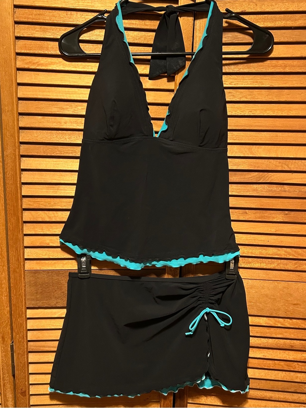 Profile by Gottex Bachata Black & Turquoise Tankini Halter Top 2pc Swimsuit - Picture 5 of 16